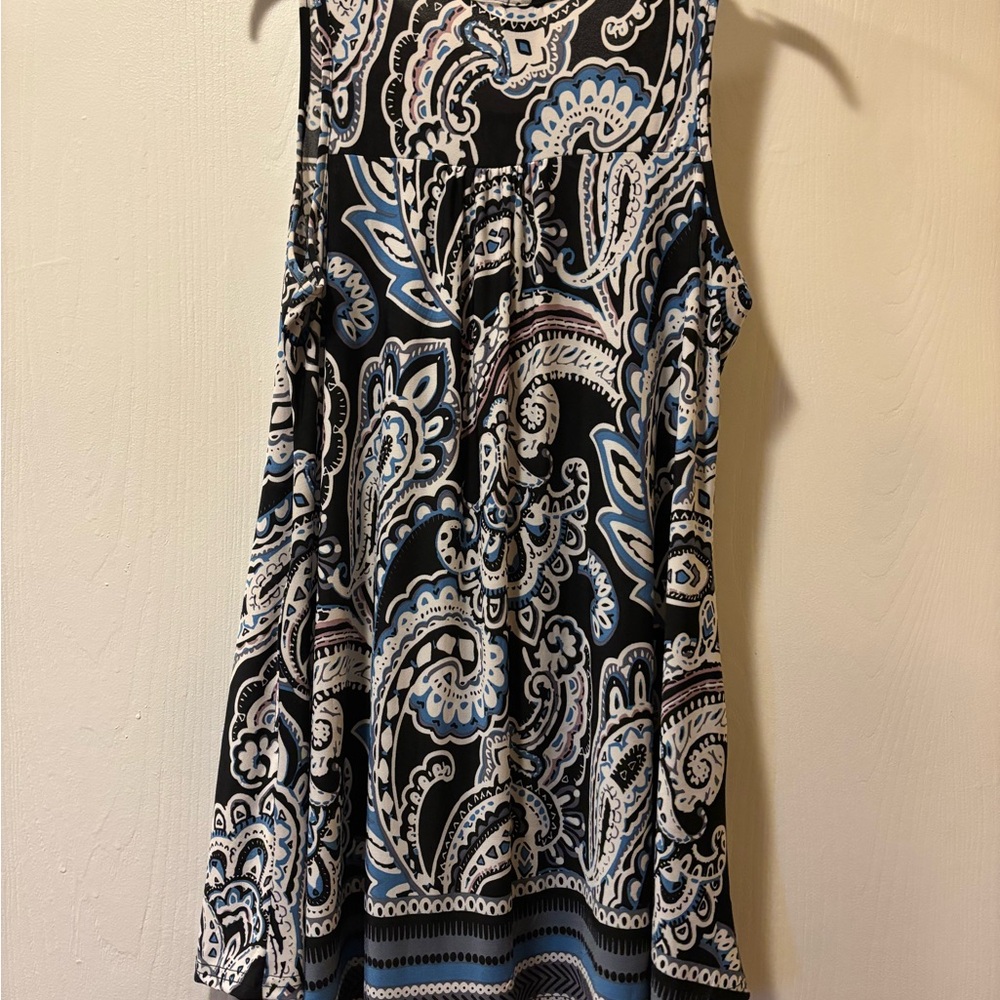 Lildy Printed Pocket Sleeveless Tunic - Black & Blue Paisley - Picture 2 of 4